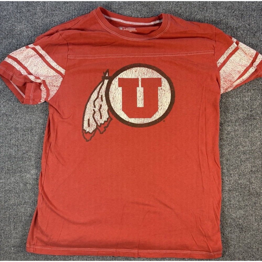 Vintage Utah Utes Tailgate T Shirt Red Distressed NCAA Men's Small